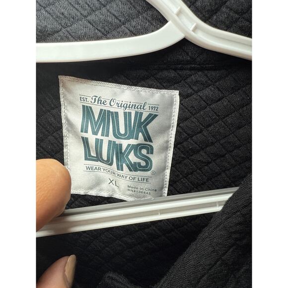 Muks Luks quilted black button down sweater womens XL cozy classic preppy - Picture 2 of 7